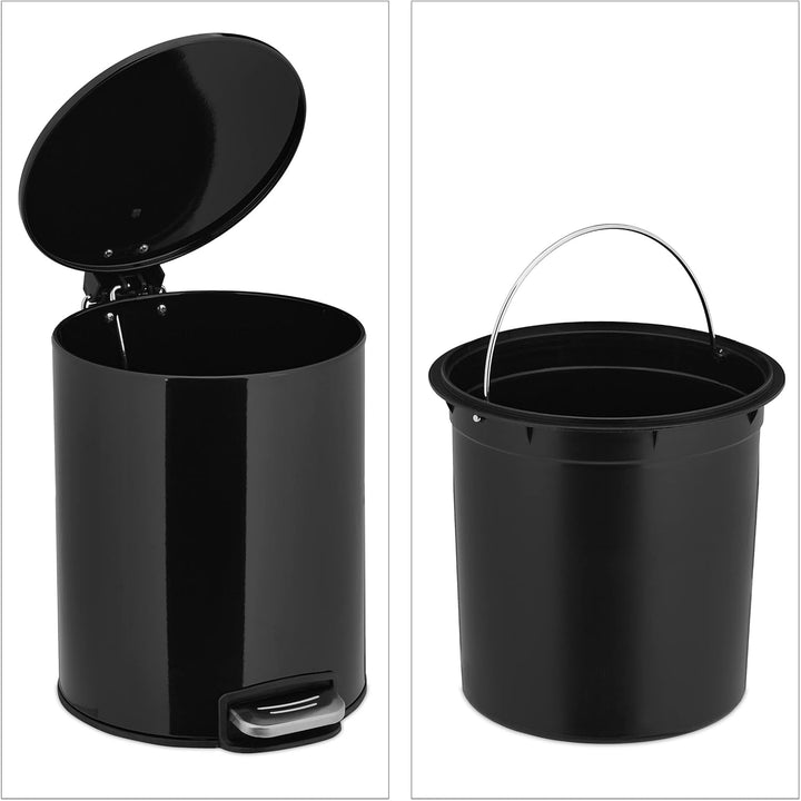 Relaxdays Kosmetikeimer, 5 Liter, Absenkautomatik, entnehmbarer Inneneimer, Bad Mülleimer, Metall, T