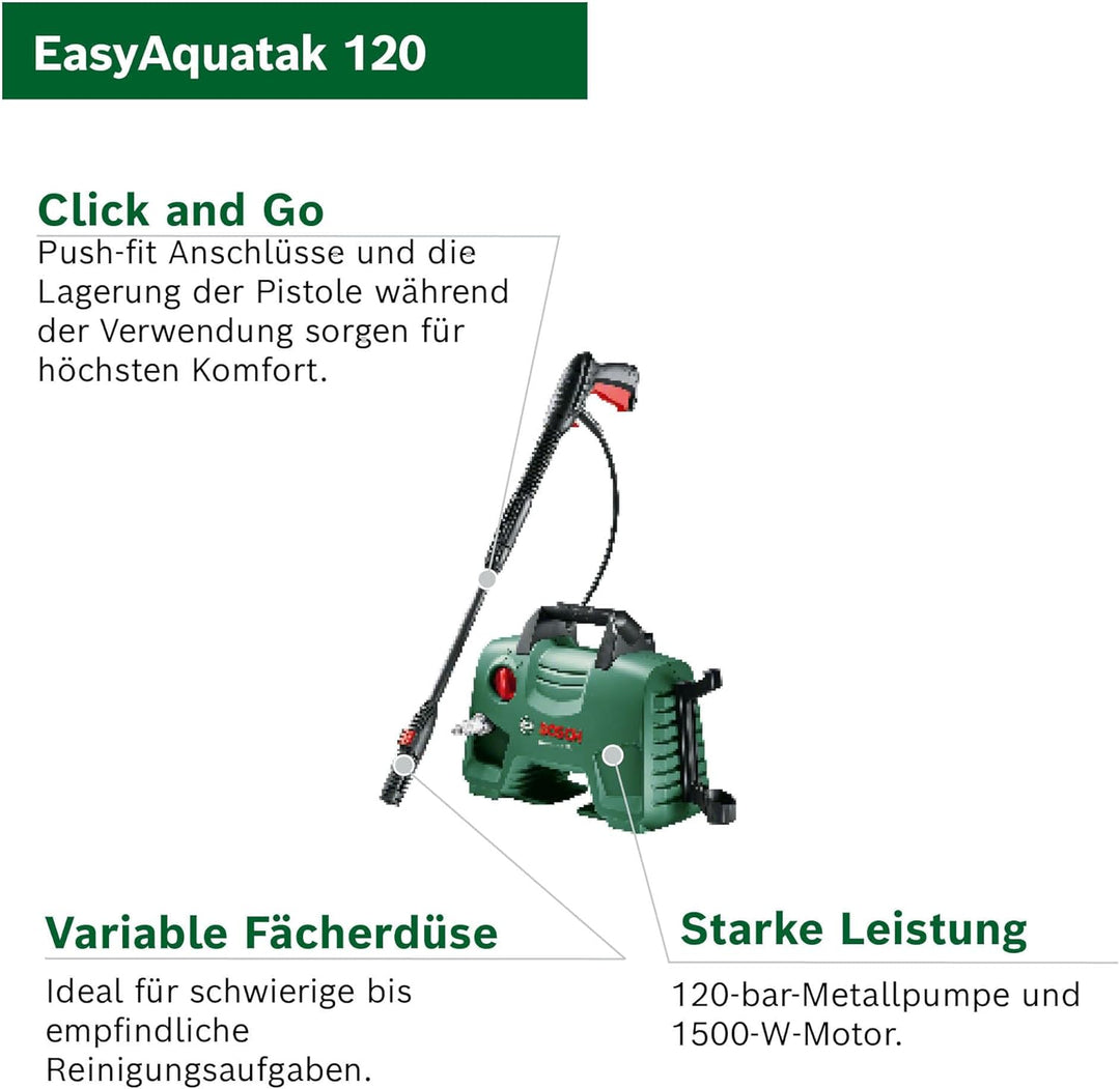 Bosch Home and Garden Hochdruckreiniger EasyAquatak 120 (1500 W, Druck: 120 bar, im Karton) Hochdruc