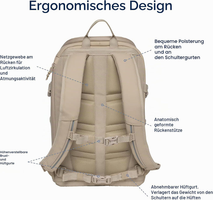 Beckmann Street GO Beige, Freizeitrucksack, Wanderrucksack