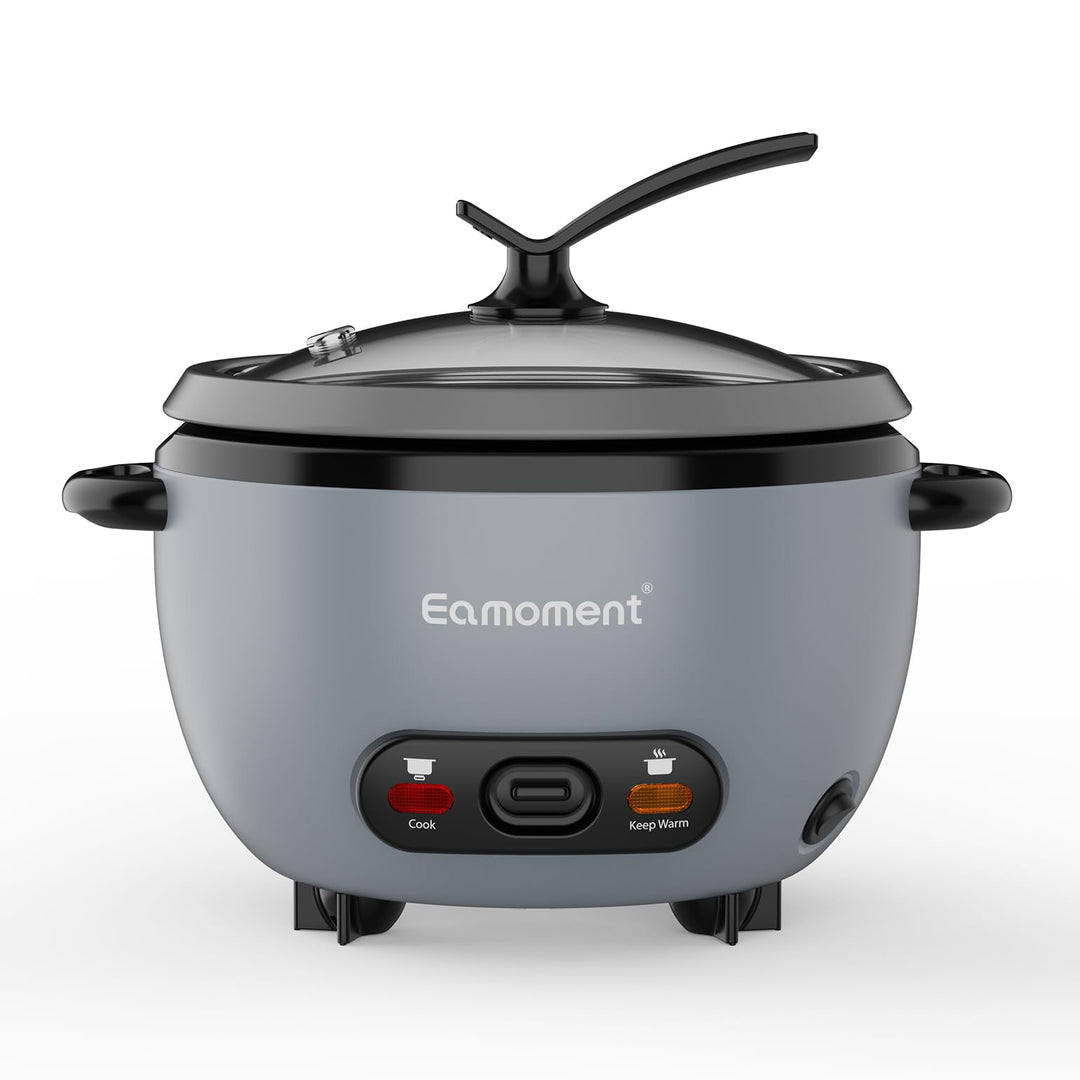 Eamoment ERC-5P07SL 1L | 400W Reiskocher & Schwarzer Dämpfeinsatz Warm & Kochen 1-5 Personen Antihaf