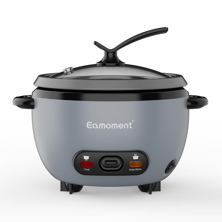 Eamoment ERC-5P07SL 1L | 400W Reiskocher & Schwarzer Dämpfeinsatz Warm & Kochen 1-5 Personen Antihaf