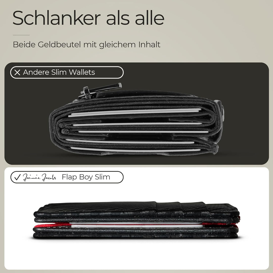 Jaimie Jacobs Flap Boy Slim - Das Original - Magic Wallet ohne Münzfach integrierter RFID Schutz Mag