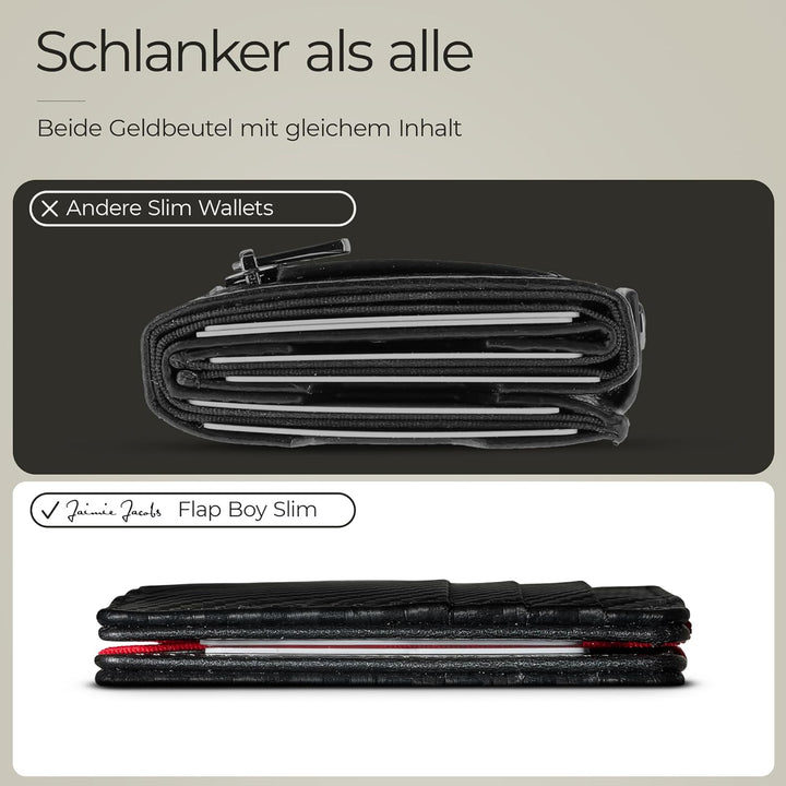 Jaimie Jacobs Flap Boy Slim - Das Original - Magic Wallet ohne Münzfach integrierter RFID Schutz Mag