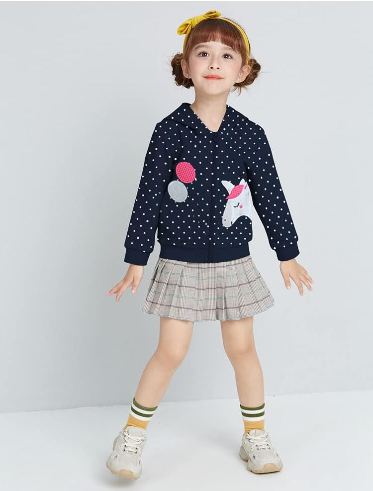 EULLA Kinder Mädchen Zip Up Hoodie Sweatjacke Kapuzenjacke Kapuzenpullover Langarm Baumwolle Einhorn
