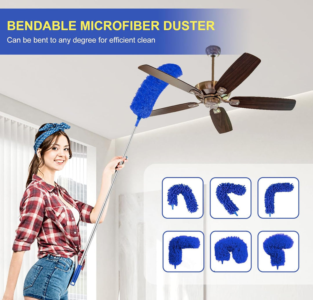Staubwedel mit Verlängerungsstange, Mikrofaser-Deckenventilator, Spinnennetz-Staubwedel für hohe Dec