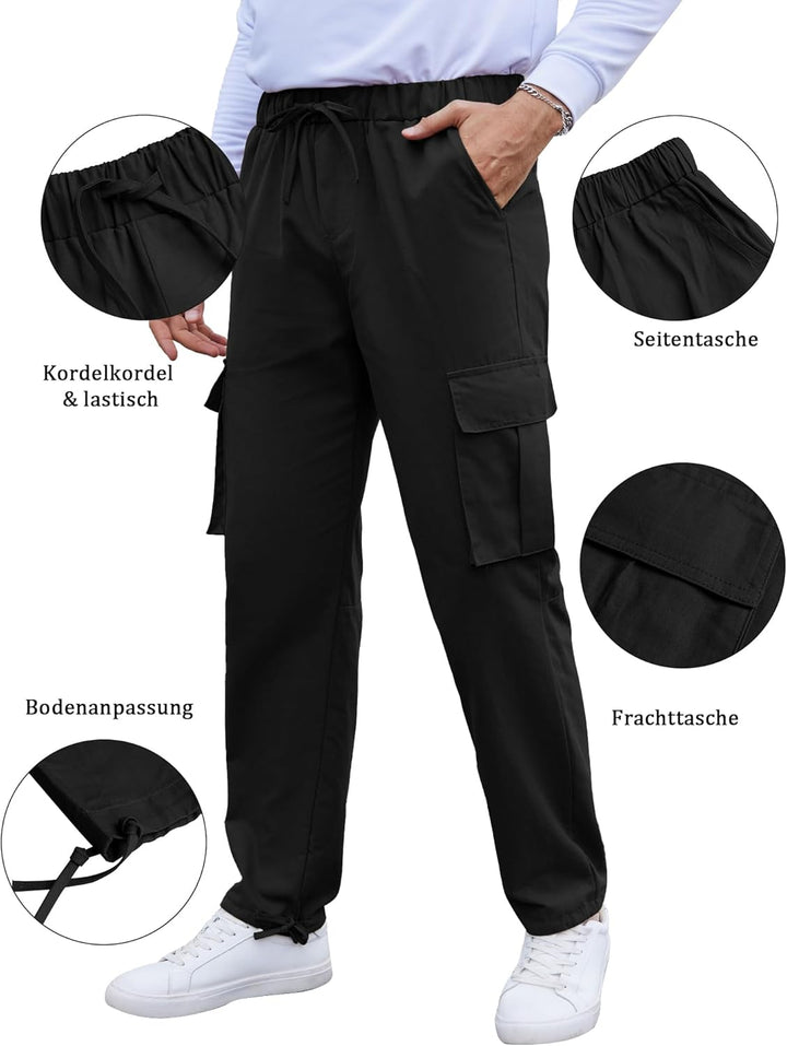 YAOHUOLE Herren Hose Lang Rangerhose Herren Hose Lang Regular Fit mit Taschen Elastischer Bund 3XL 0