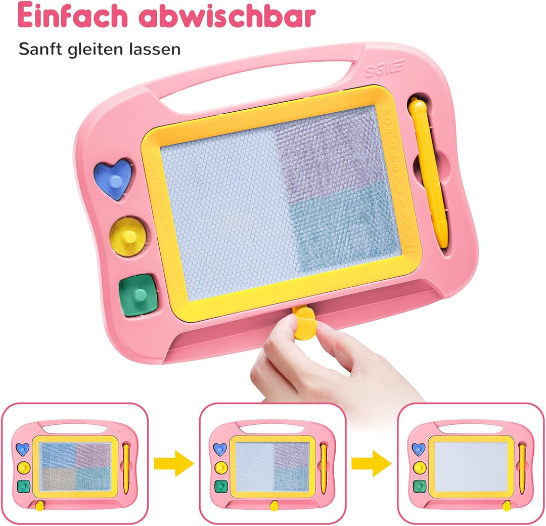SGILE Magnetische Maltafel Zaubertafel Kinder, Magnet Magnettafel mit 4 Stempeln, Kreatives Spielzeu
