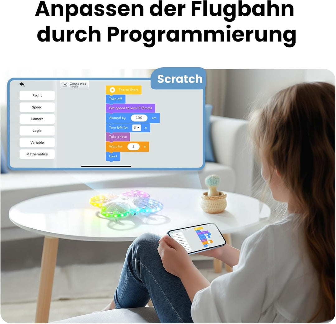 Ameta Morpho Drohne mit Kamera für Kinder, 1080P HD FPV Drone für Anfänger, RC Quadrocopter mit 32 R