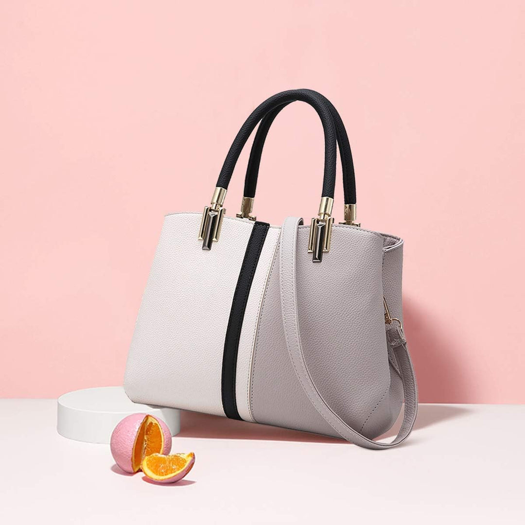 NICOLE & DORIS Damen Handtasche Frauen Schulterbeutel Gestreifte Tasche Modestil Reissverschluss Umh