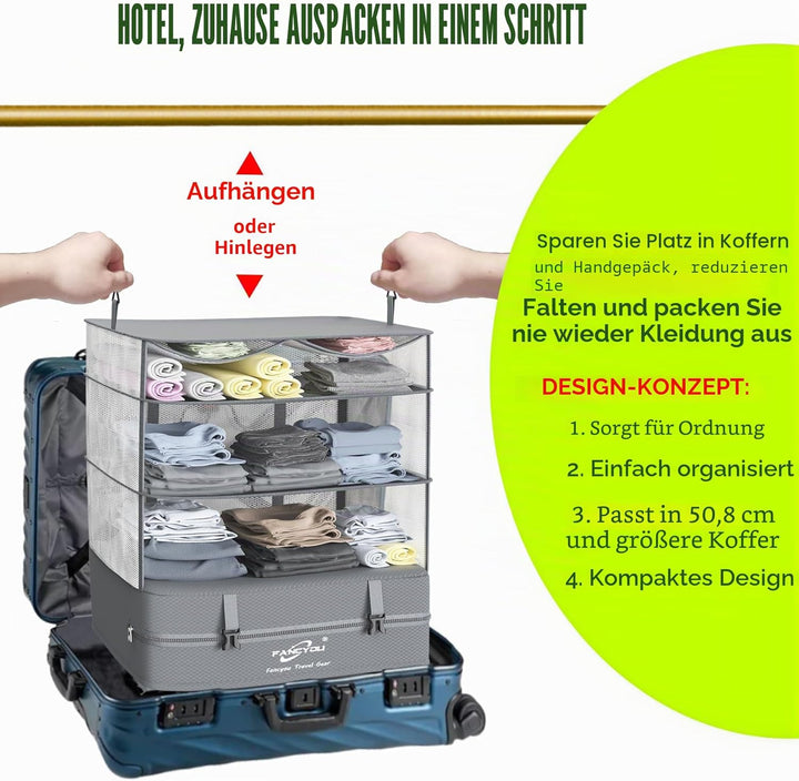 Koffer Organizer Hängende Verpackung Würfel Tragbare Schrank Regale Kompressive Reisegepäck Essentia