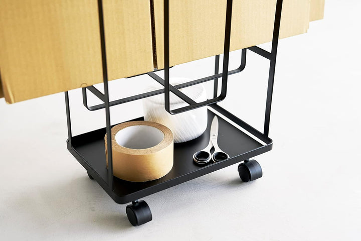 Yamazaki TOWER 5761 Karton Organizer, Schwarz, Stahl, L 20 x B 30 x H 54,5cm, Schwarz