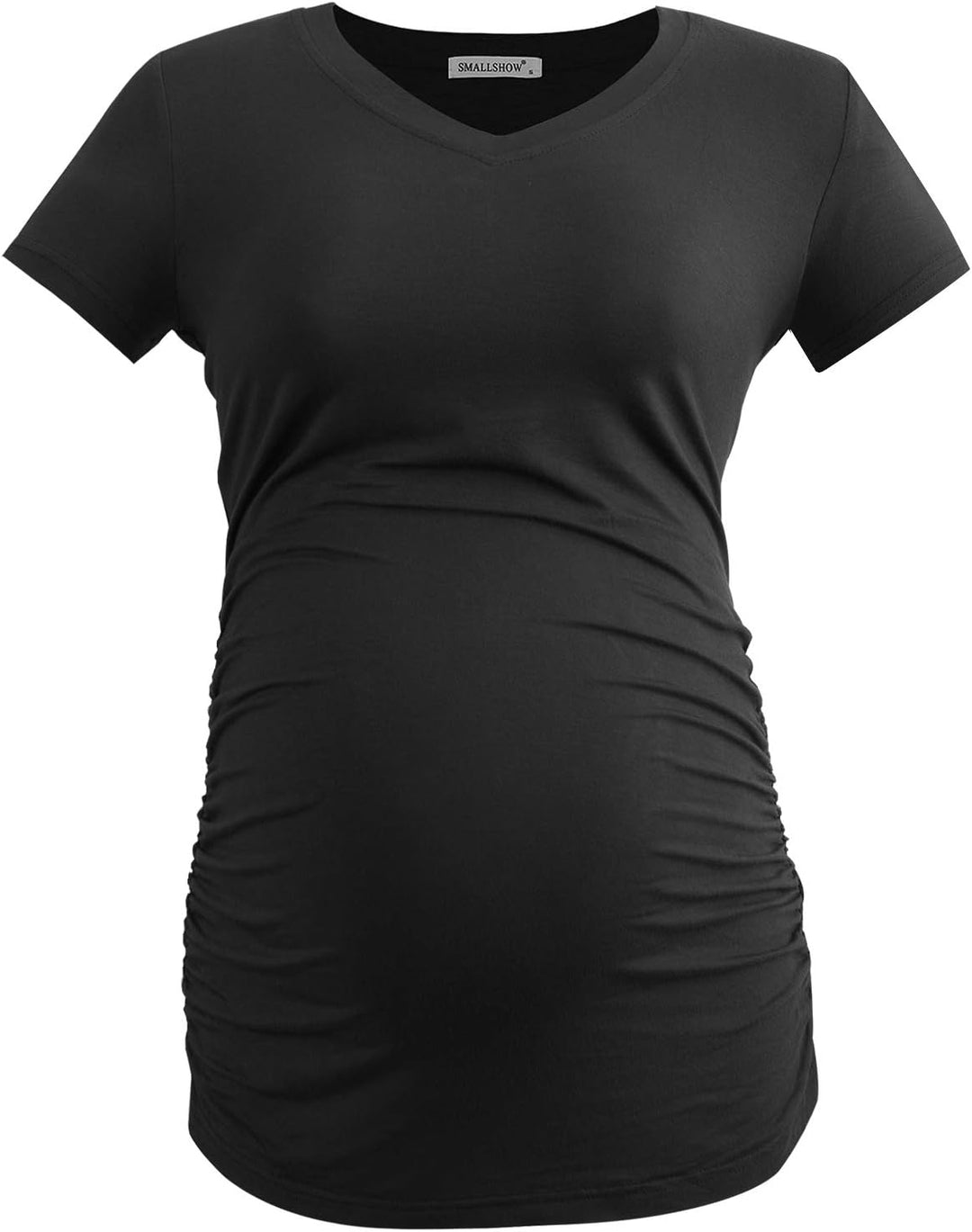 Smallshow Damen Umstandstop V Hals Schwangerschaft Seite Geraffte Umstandskleidung Tops T Shirt 3 Pa