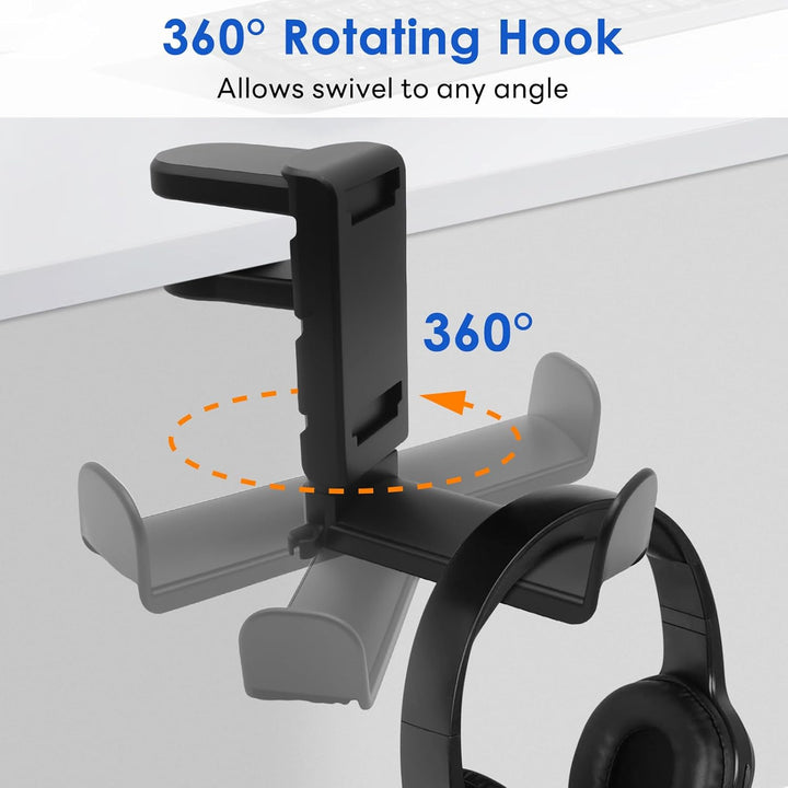 2-in-1 Kopfhörer & Controller Halter – Untertisch Klemmbare Headset Halterung 360° Drehbar mit Kabel