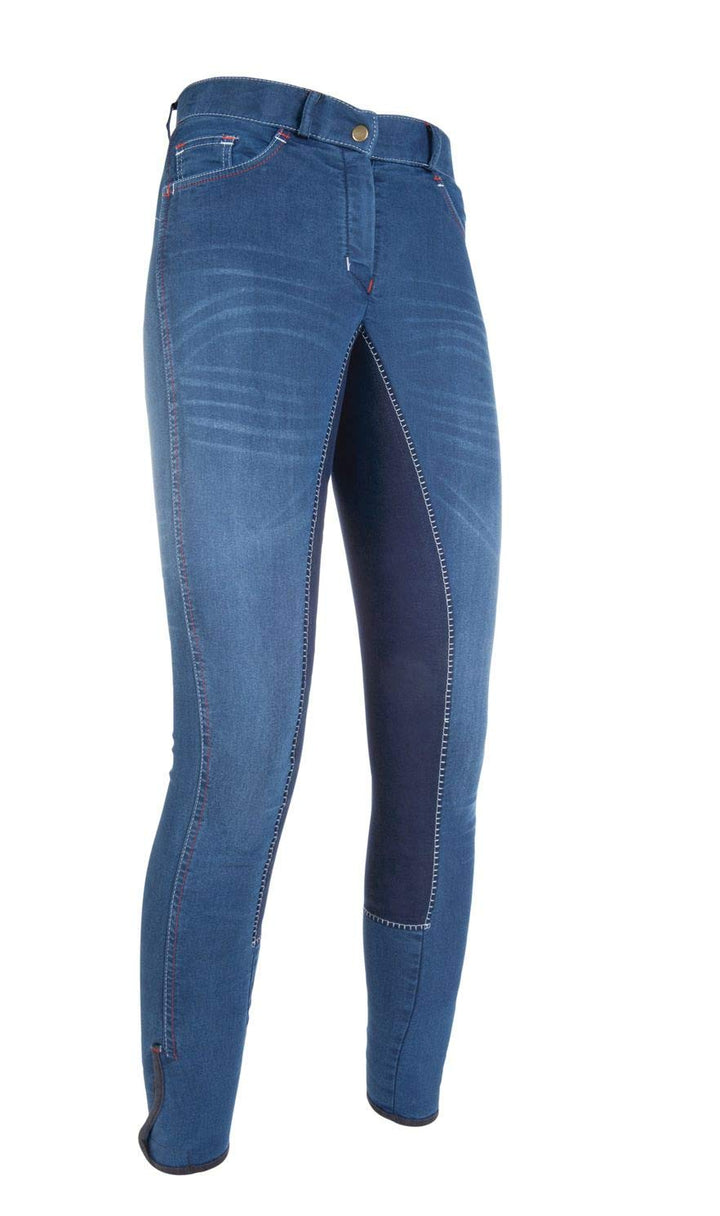 HKM Herren Reithose Summer Denim mit 3/4 Alos Besatz 76 Jeansblau/Dunkelblau, 76 Jeansblau/Dunkelbla