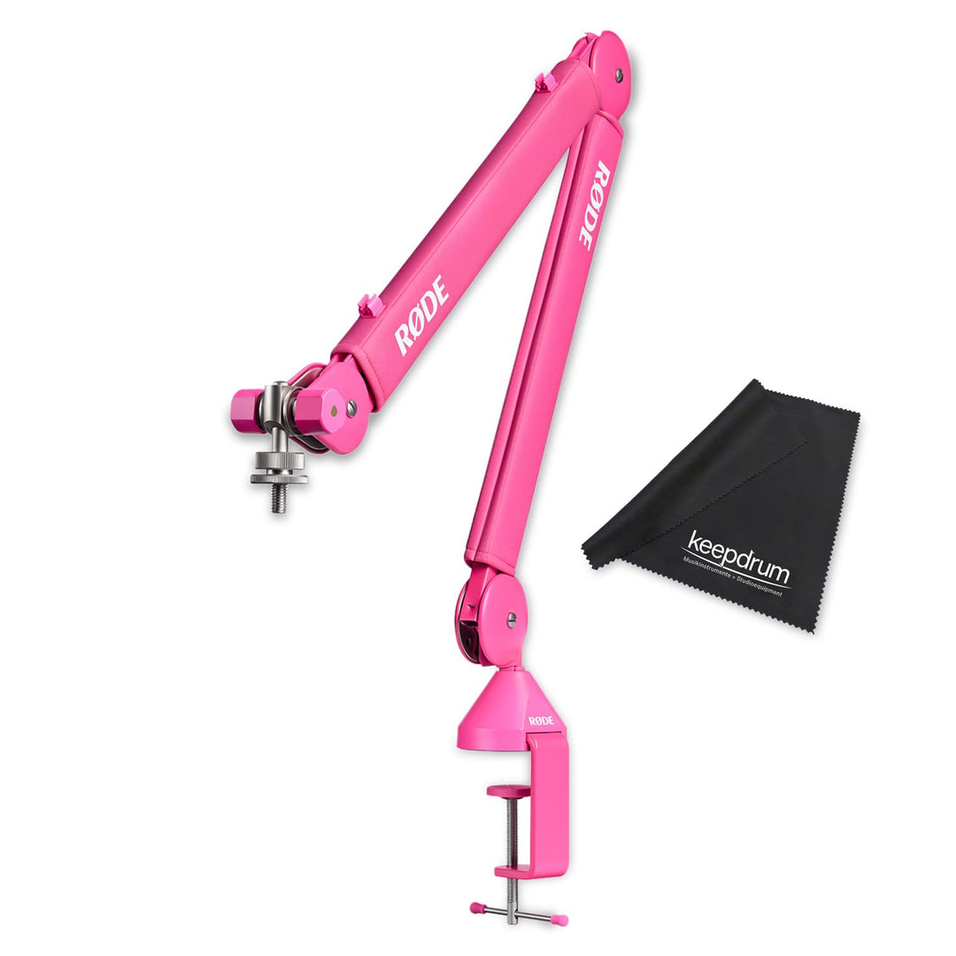 Rode PSA1+ Plus Tisch-Mikrofonarm Gelenkarm Pink mit keepdrum Mikrofasertuch PSA1+ Plus mit Mikrofas