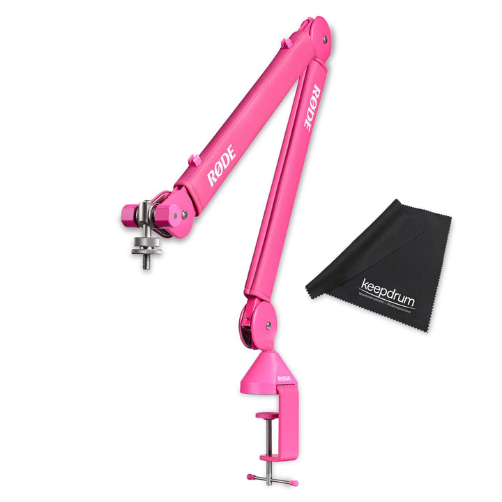Rode PSA1+ Plus Tisch-Mikrofonarm Gelenkarm Pink mit keepdrum Mikrofasertuch PSA1+ Plus mit Mikrofas