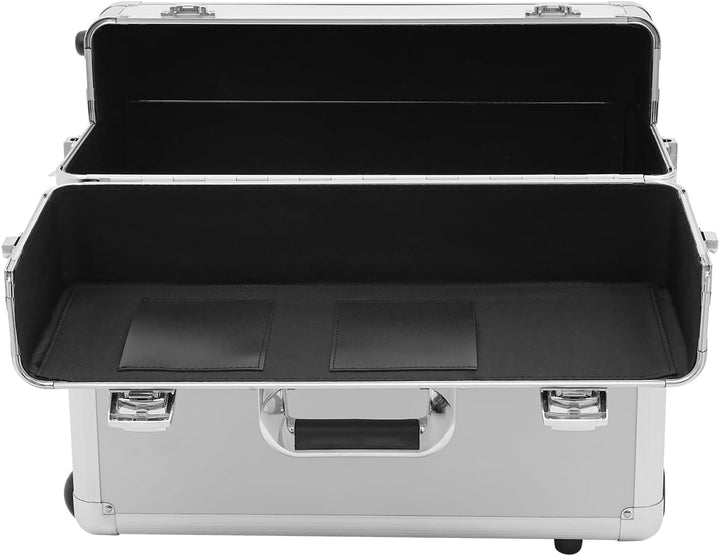 Pilotenkoffer mit abschliessbarer und Rollen, Trolley Aluminium Alukoffer mit Teleskopstange, Aktenk