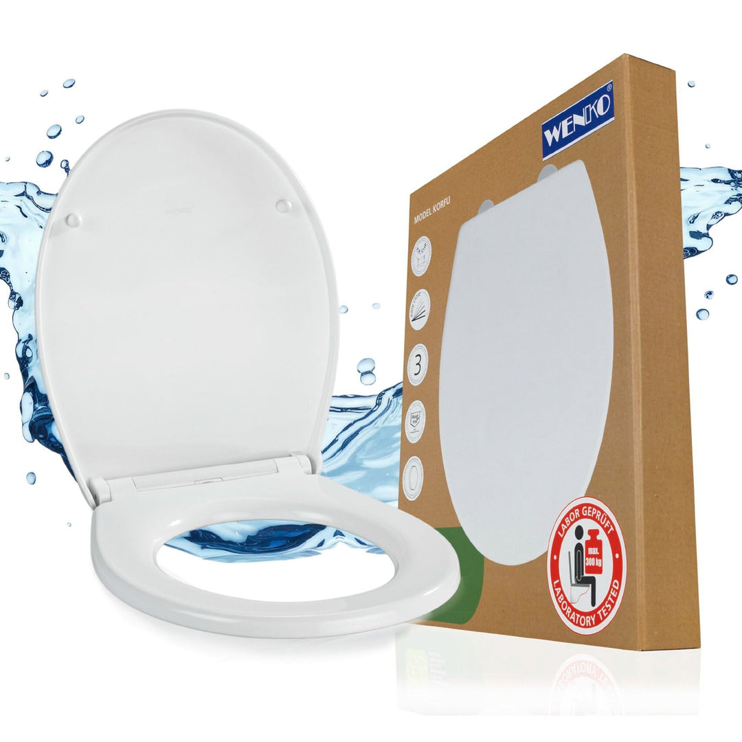 WENKO WC-Sitz Korfu, Toilettensitz mit Absenkautomatik, 300 kg Belastung, WC-Deckel mit Absenkautoma