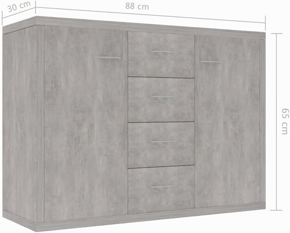 vidaXL Sideboard, Kommode mit viel Stauraum, Schrank mit 4 Schubladen 2 Türen, Mehrzweckschrank Anri