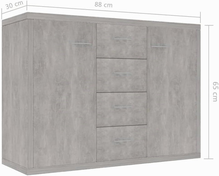 vidaXL Sideboard, Kommode mit viel Stauraum, Schrank mit 4 Schubladen 2 Türen, Mehrzweckschrank Anri