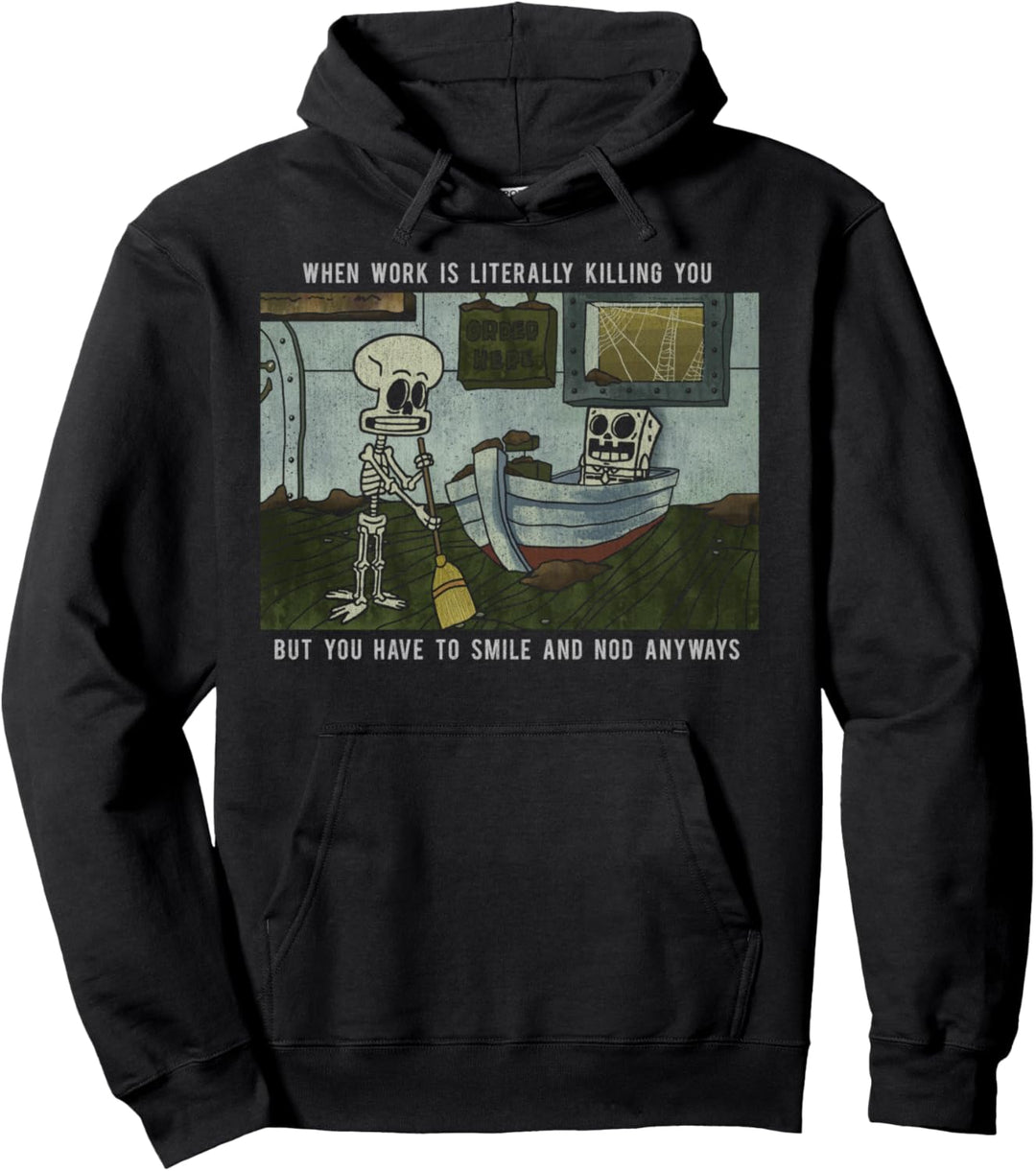 SpongeBob SquarePants Skeleton Meme Poster Pullover Hoodie