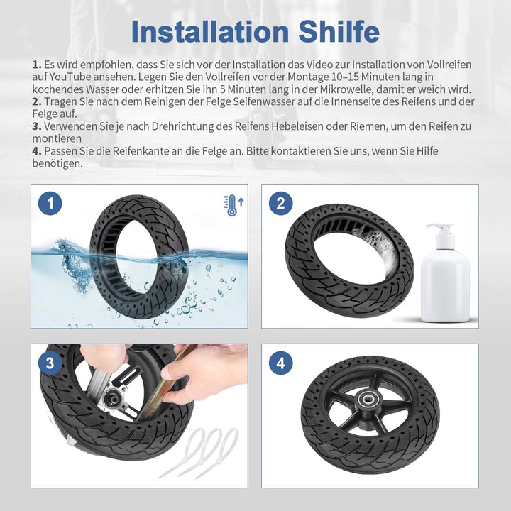 Prodrocam 10 x 2,5 Vollgummireifen 60/70-6,5 Solide Reifen für Segway Ninebot Max G30 Elektroroller