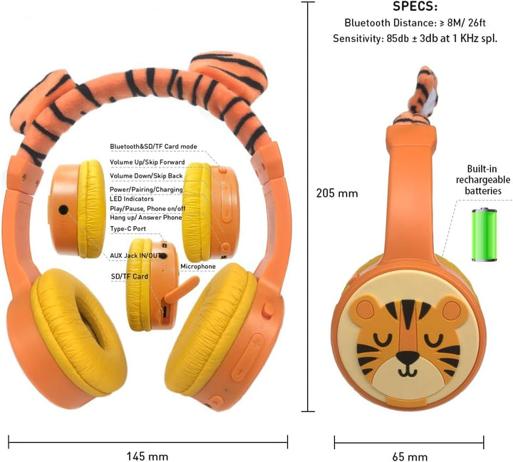 Bluetooth Kopfhörer Kinder, Kinder Kopfhörer mit Kabel, Mikrofon, 85dB Lautstärkebegrenzung, 3.5mm J