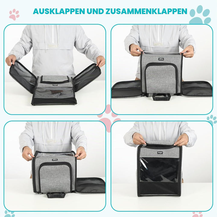 Dogat Katzenrucksack mit Netzfenster, Tragbare und Faltbare Haustier Rucksack mit integrierter Siche