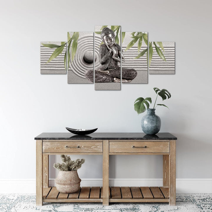 Runa Art Wandbilder Buddha Feng Shui 5 Teilig Bild auf Vlies Leinwand Deko Wohnzimmer Schlafzimmer R