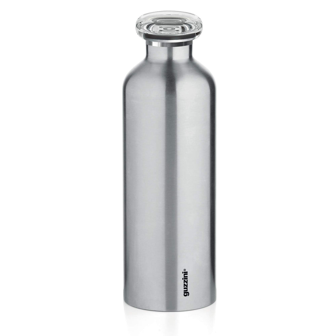 Guzzini - On The Go, ENERGY L Thermosflasche, Trinkflasche Edelstahl - Silber, Ø 8 x h24 cm | 750 cc