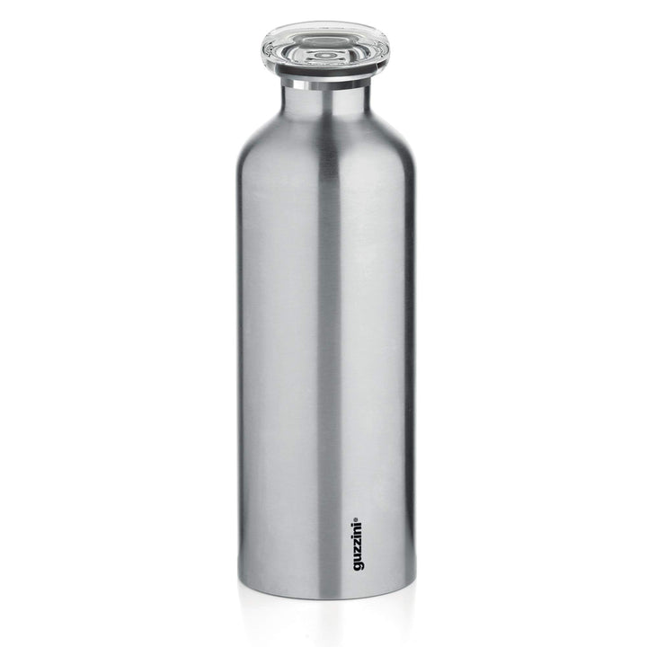 Guzzini - On The Go, ENERGY L Thermosflasche, Trinkflasche Edelstahl - Silber, Ø 8 x h24 cm | 750 cc