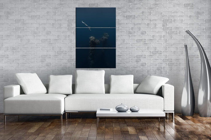 deyoli tiefer Tauchgang zum Meeresgrund Format: 3Teilig als Leinwandbild, Motiv fertig gerahmt auf E