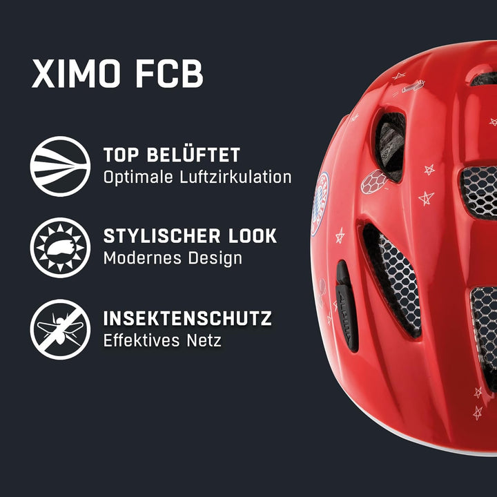 ALPINA XIMO - Leichter, Sicherer & Bruchfester Fahrradhelm Mit Optionalen LED-Licht Für Kinder FCB g