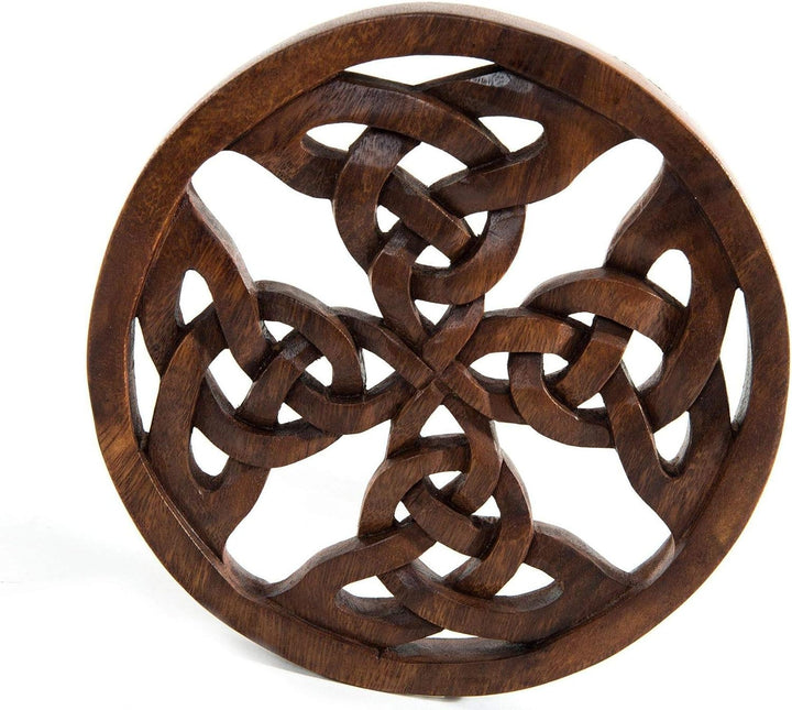 Windalf Keltenkunst Holz Wanddeko KELTISCHES KREUZ Ø 19 cm Wandrelief aus keltischen Unendlichkeitsk