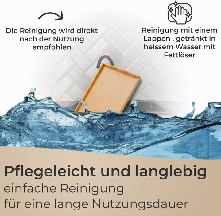 Premium Holz-Tablett Serviertablett Buche Natur lackiert Made in Germany, gross - 60 x 39 cm, Frühst