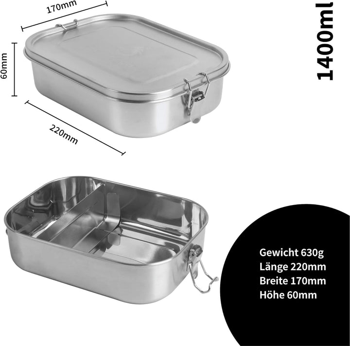 hydro2go® | NEU | Auslaufsichere Edelstahl Brotdose als innovatives Set. BPA- und plastikfreie Lunch