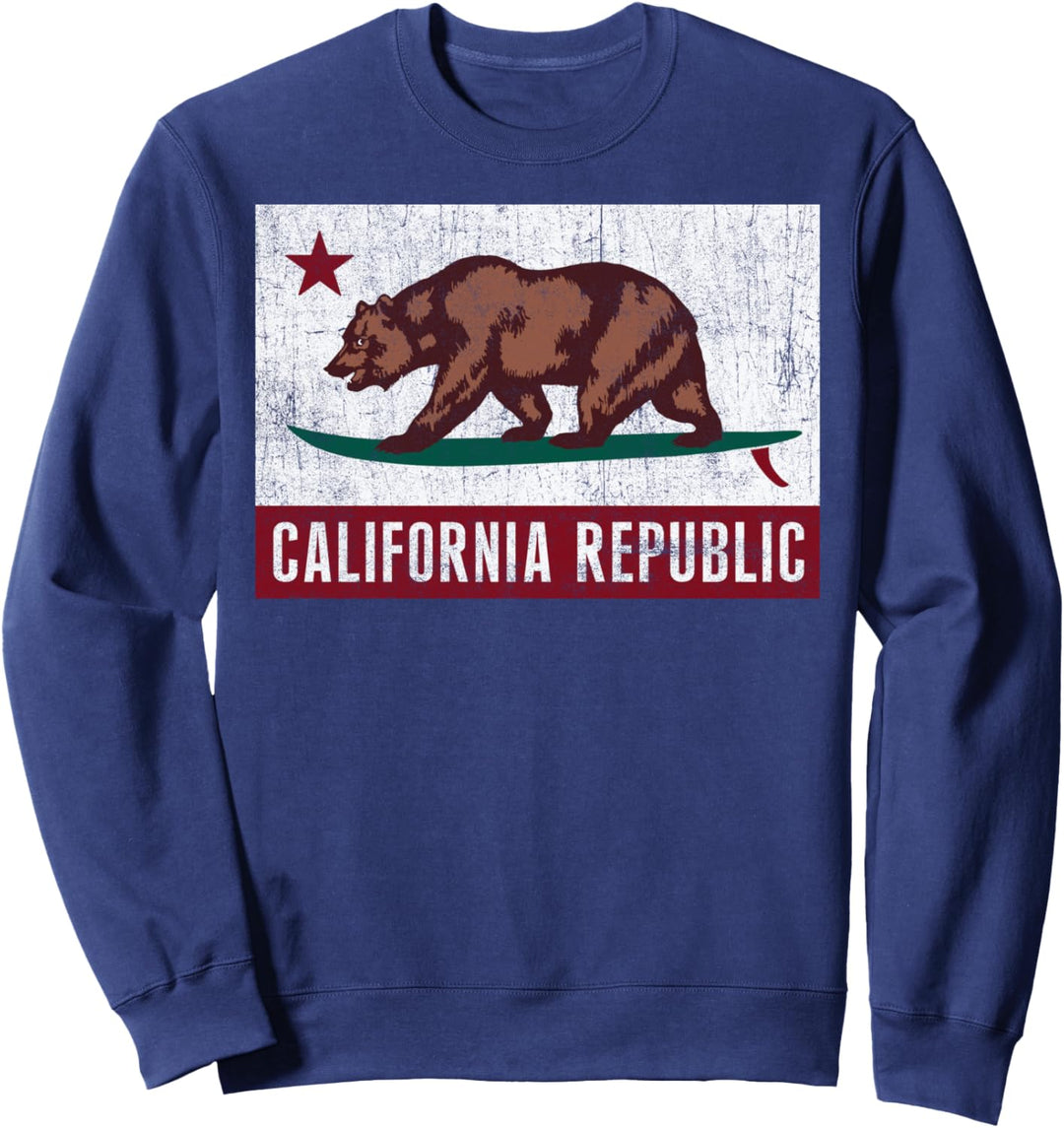 California Republic Bear on Surfboard Flag Sweatshirt