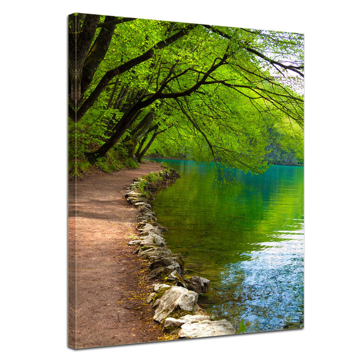 Bilderdepot24 Bild auf Leinwand | Flussufer in 60x80 cm als Wandbild | Wand-deko Dekoration Wohnung