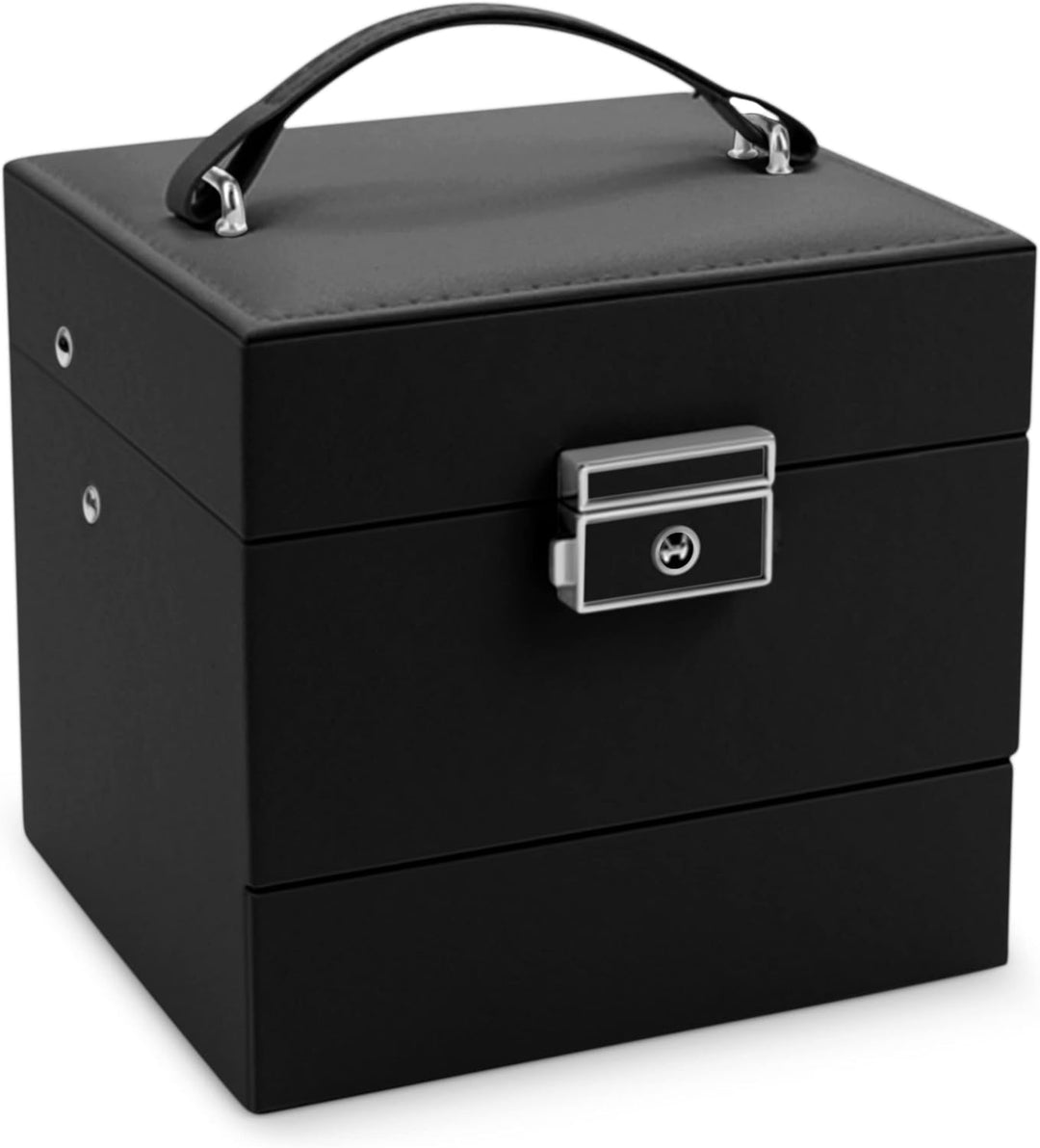 Schmuckkästchen Schmuckschatulle mit Spiegel Schmuckaufbewahrung Organizer Tragbar 13 cm x 13 cm x 1