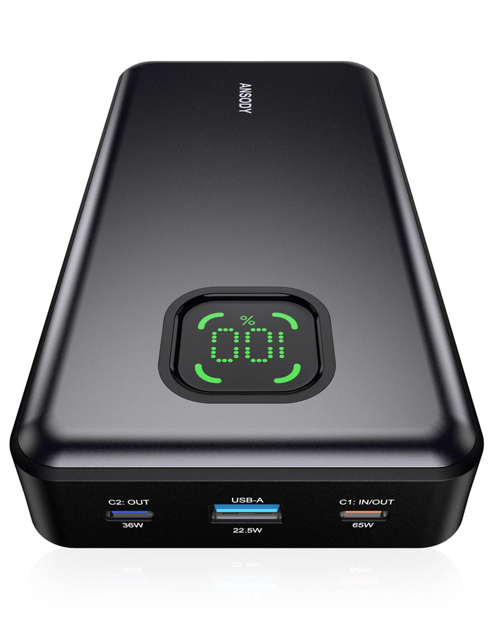 Power Bank 65W 25000mAh Powerbank Laptop Klein Aber Stark, 100W Max Externe Handyakkus LED Display U