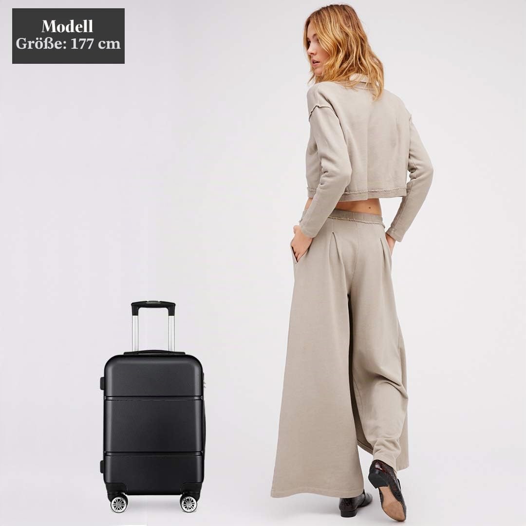 KONO Reisekoffer Handgepäck Koffer mit Rollen Hartschale Trolley 55x38x22cm 33 Liter Leichtgewicht A