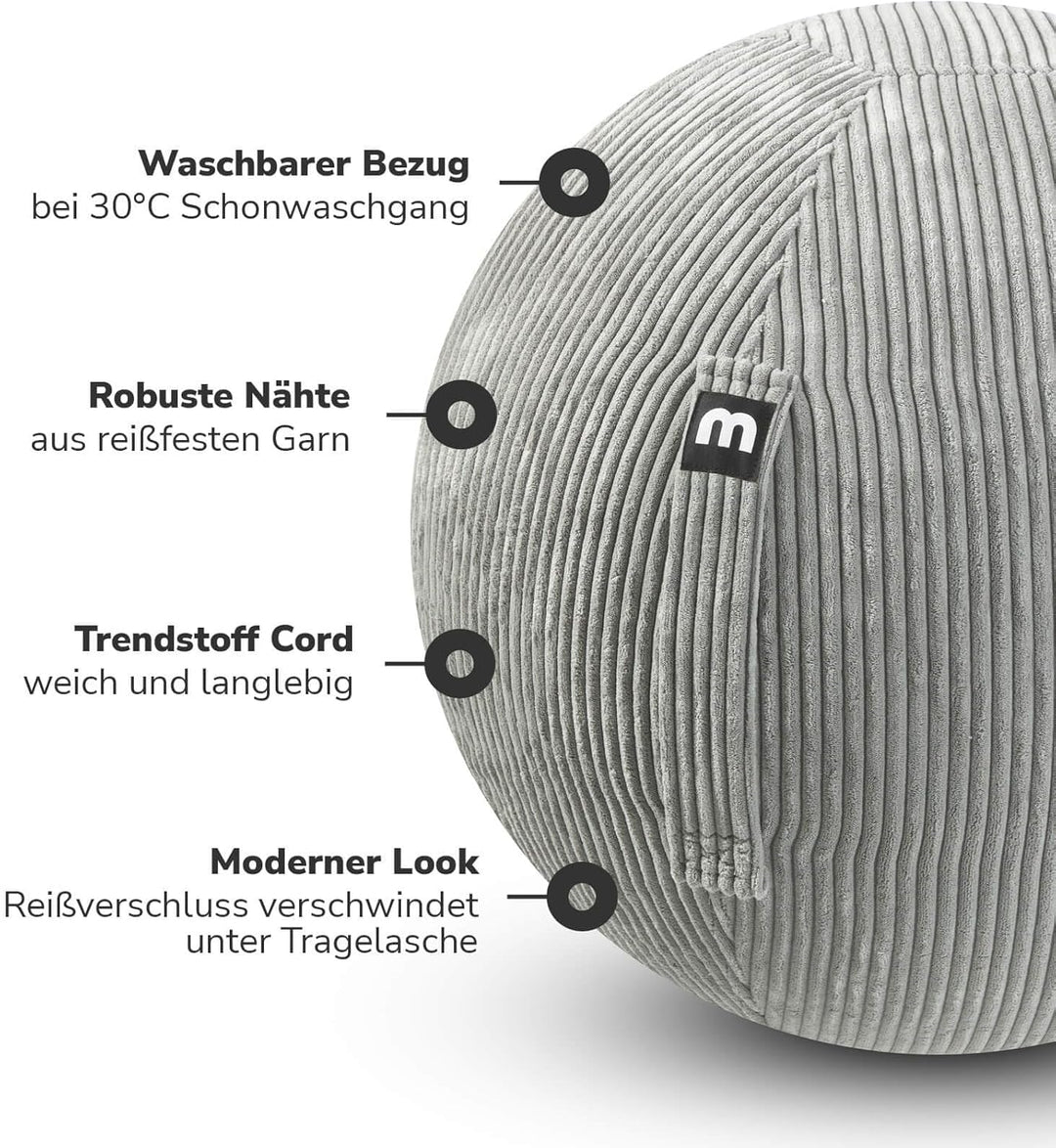 mokebo Stoff Sitzball Büro ergonomisch 'Der Sportliche', Sitzball mit Pumpe oder Pezziball mit Stoff