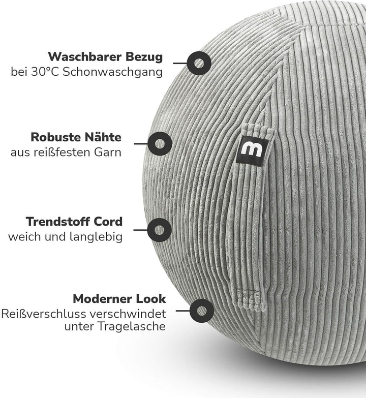 mokebo Stoff Sitzball Büro ergonomisch 'Der Sportliche', Sitzball mit Pumpe oder Pezziball mit Stoff