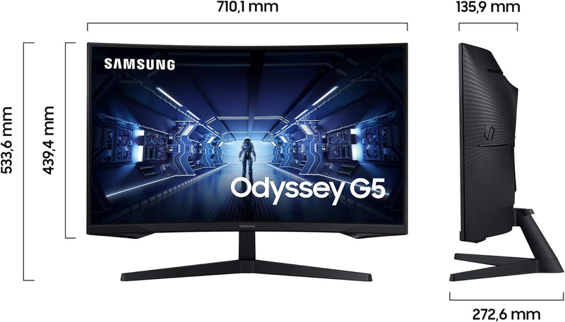 Samsung Odyssey G5 Curved Gaming Monitor C32G54TQBU, 32 Zoll, VA-Panel, WQHD-Auflösung, AMD FreeSync