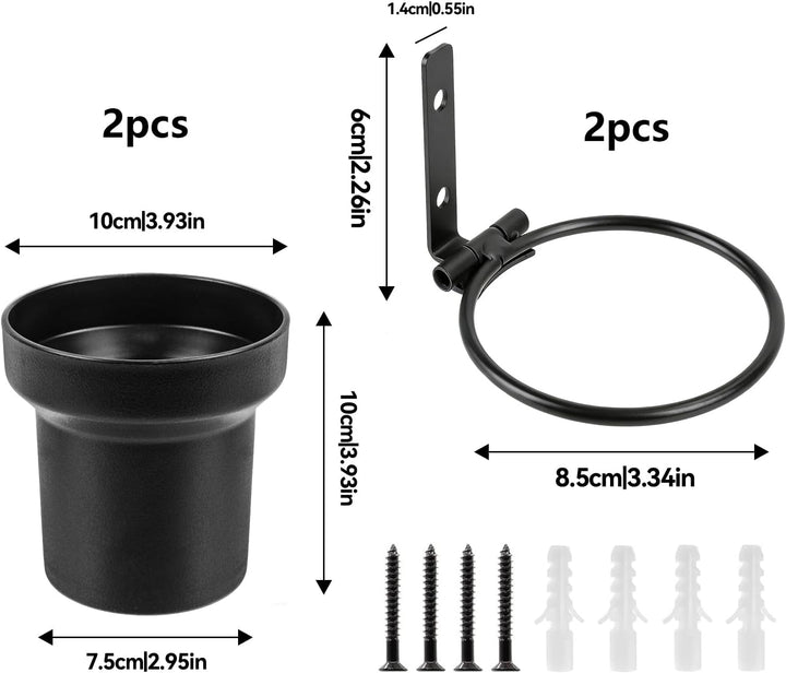 HA BIN Wandblumentopf für Akustikpaneele – 2er-Set kleine PP-Blumentöpfe Ø10×H10cm mit Halterungen f