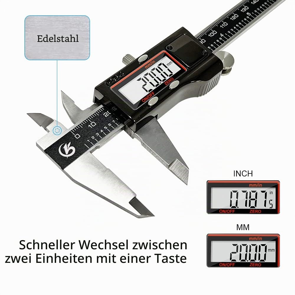 KETOTEK Messschieber Digital Schieblehre IP54 Wasserdichte Staubdicht, Elektronische Edelstahl Messl