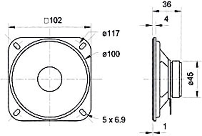 Visaton VS-R10S/4 - Lautsprecher (Verkabelt, Terminal, 20 W, 100-13000 Hz, 4 Ohm, Schwarz), 2036