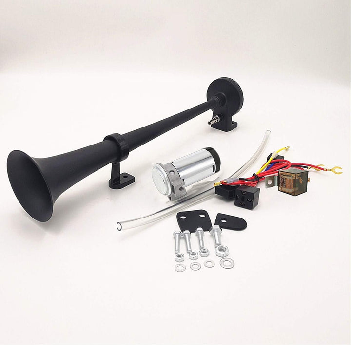 YIYIDA Autohupe Car Horn150DB Auto Elektrische Hupe 450mm Lufthupe Chrom-Zink Schwarz Einzel-Trompet