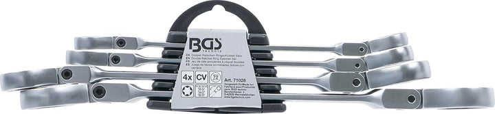 BGS 71028 | Doppel-Ratschen-Ringschlüssel-Satz | abwinkelbar | mit E-Profil Ringköpfen | SW E6 - E24