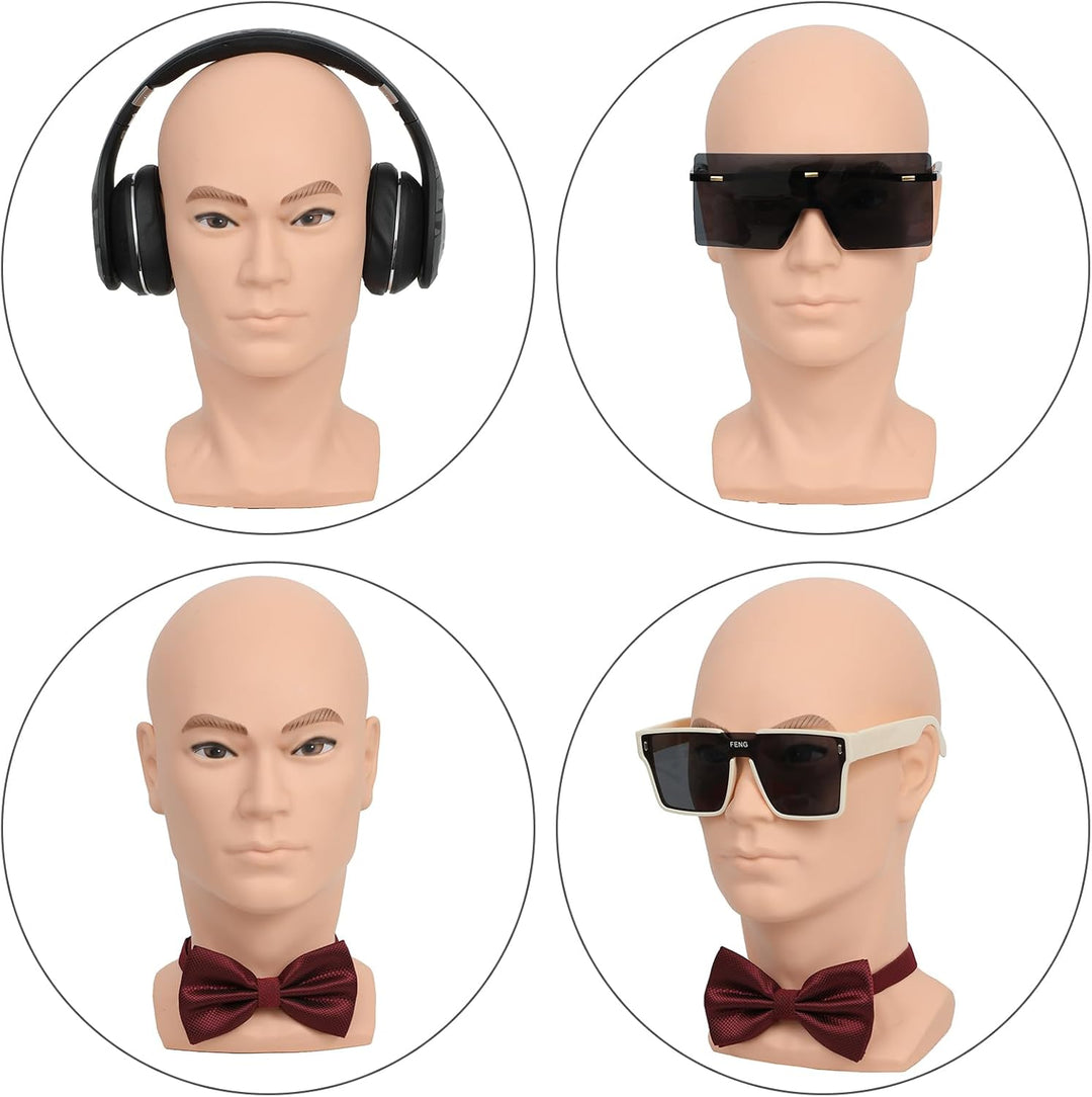 Male Mannequin Head Professional Bald Manikin Head Training Head for Wigs Display Mask Display Hat D
